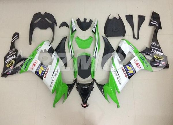 

4gifts new abs motorcycle full fairings set fit for kawasaki ninja zx-10r zx10r 2008 2009 2010 08 09 10 10r green white
