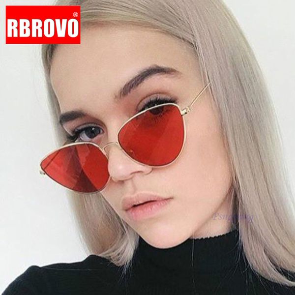 

rbrovo 2019 vintage cateye sunglasses women brand designer candy color street beat sun glasses outdoor oculos de sol feminino, White;black