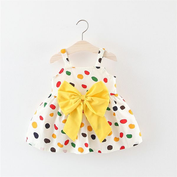 

0-4y newborn infant baby girls summer dress cute dot big bow tutu party dress, Red;yellow