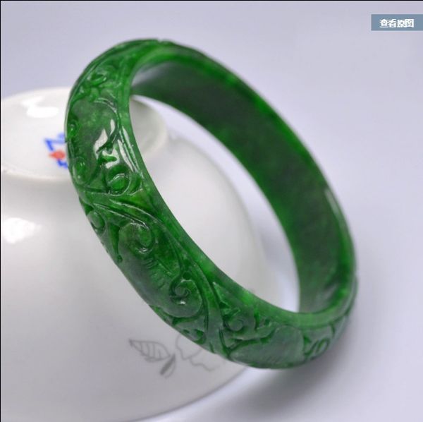 

natural handmad 5a yu hand carved pattern flower bangle yu bangle green bangles women bracelet, Black
