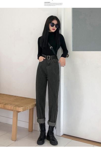 

jin yi лай матовый черный женский прямые джинсы сыпучие, Blue