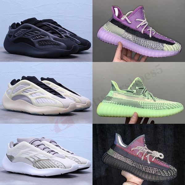 

2020 kanye west v2 700 v3 380 designer shoes yecheil azael alvah glow in dark sneaker black reflective fashion casual shoes with box