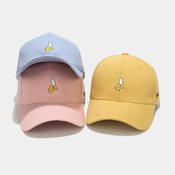 

korean new banana embroidery baseball caps men and women hat street trend cap tide summer student couple sun hat snapback, Blue;gray