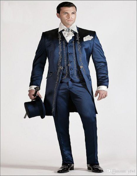 

classic embroidery tuxedos groom wedding men suits mens wedding suits tuxedo costumes de smoking pour hommes men(jacket+pants+tie+vest) 195, Black;gray