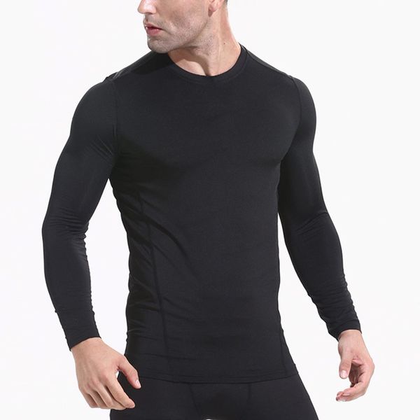 

new men's long-sleeved running shirt men's compression tight-fitting running jacket men sports tights fitness gym training shirt, Black;red