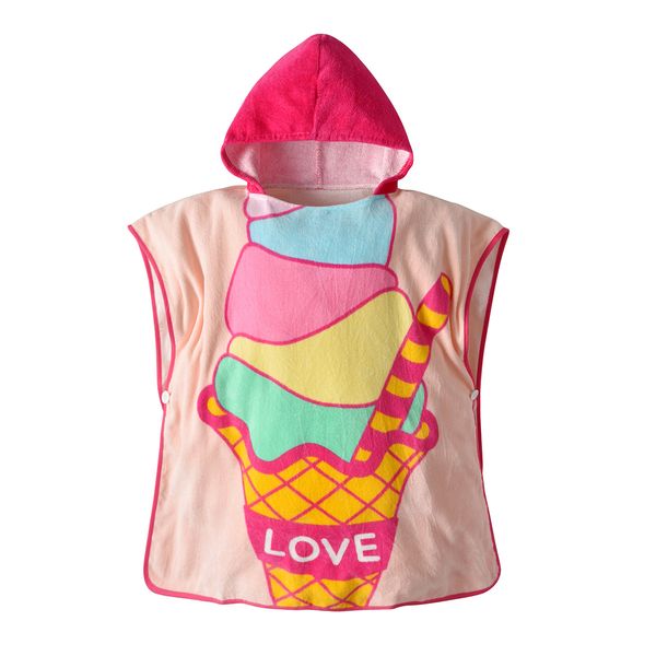 

19 years new children's bathrobe baby ice cream printed cotton hooded head cloak cloak baby bath towel