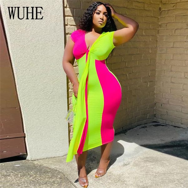 

wuhe summer casual patchwork maxi dress v neck sleeveless pencil long dress women streetwear elegant vestidos plus size, Black;gray