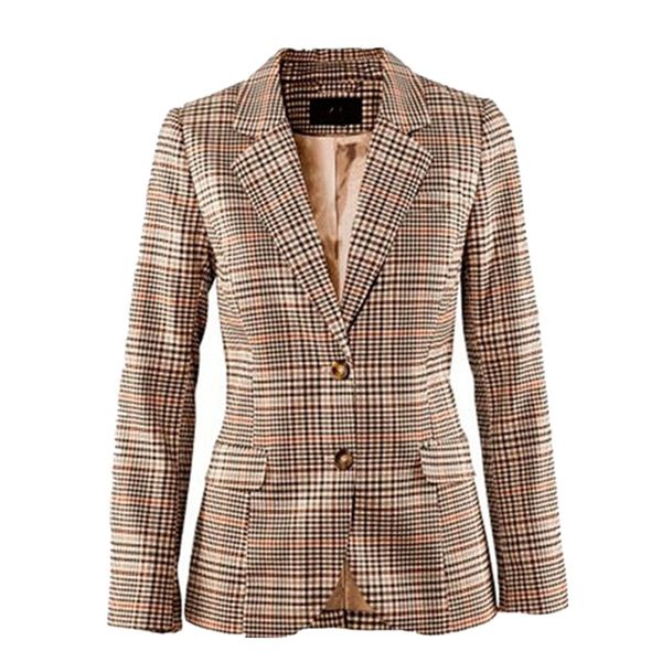 

2018 new women plaid office lady blazer jacket fashion notched collar work suit elegant work blazers feminino, White;black