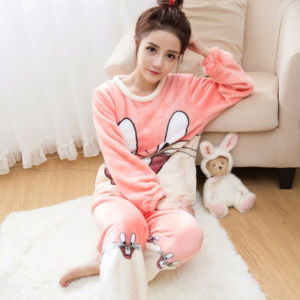 

women sleepwear femme lingeries women autumn pajama sets flannel cat cartoon warm homewear animal sleepwear winter female pajama, Black;red
