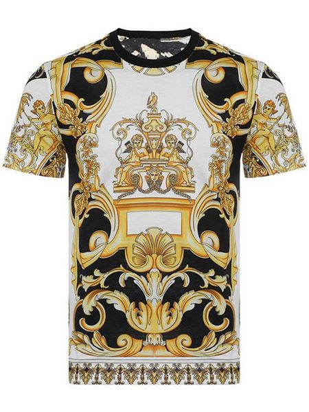 

оптовая мужская мода роскошные дизайнерские футболки для мужская майка с ретро цветочный summer короткий рукав мужская футболка одежда разме, White;black