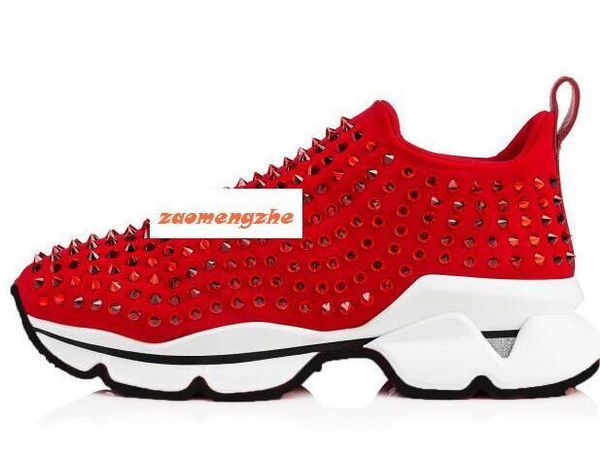 

донна flat повседневная обувь krystal носок кроссовки luxury red bottom кроссовки неопрена мужчины rivet sneaker сша 7, Black