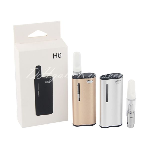 

Preheating H6 Mod Kit 0.5ml Ceramic Vape Thick Oil Cartridges 350mah pre heat Variable Adjustable Voltage Battery Black Gold Silver Colors