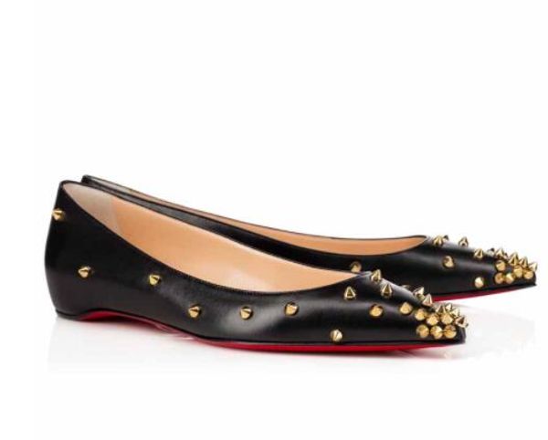 

new women pointed toe spikes ballet shoes ladies red bottom degraspike flat women luxurious ballerinas shoes party wedding shoes