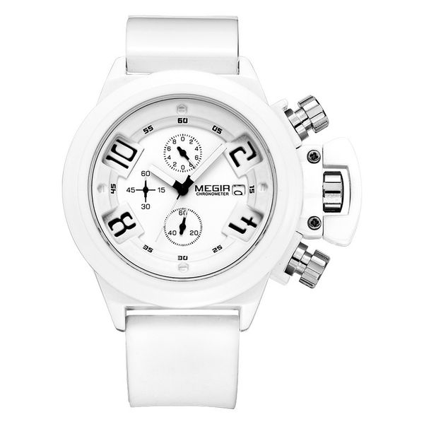

men's waterproof calendar watches 2002 with special megir multifunctional sports silicone tape 2002, Slivery;brown