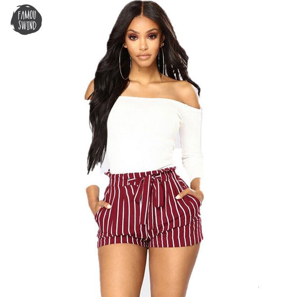 

style summer womens striped shorts ladies band shorts casual beach high waist mini trousers new waist short trousers, White;black