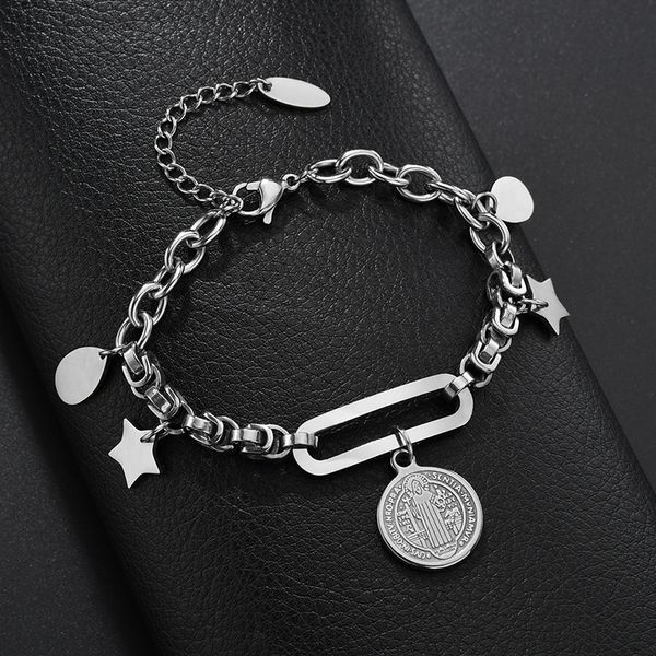 

selling religious stainless steel jesus bracelet fashion charm bracelet star pendant women men as gift jewelry, Golden;silver