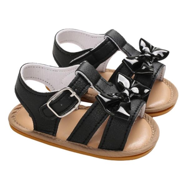 

newborn baby kids girls summer casual shoes non-slip cute bowknot toddlers sandals black white pink, Black;red