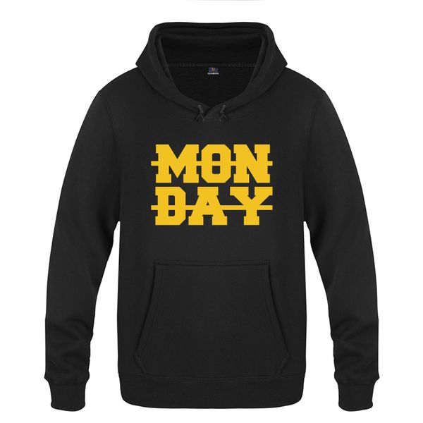 

monday crossed out funny sweatshirts men 2018 mens hooded fleece pullover hoodies, Black