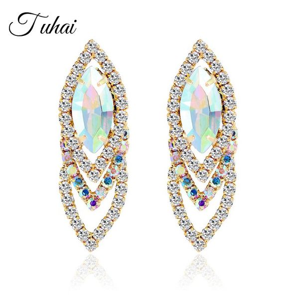 

fashion luxury earrings jewelry brand bohemian big water drop earrings for women crystal rhinestone eye shape brincos, Silver