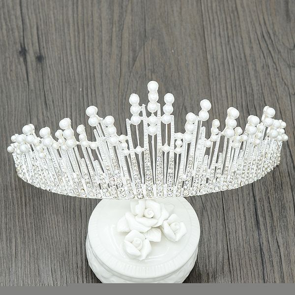 

new design pearls princess bridal wedding crowns tiaras birthday junior headbands bride's headpieces cake crown decoration