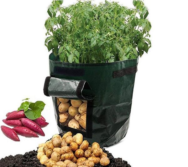 

7 gallons garden plant grow bag diy potato grow planter pe cloth tomato planting container garden vegetable pot supplies for growing