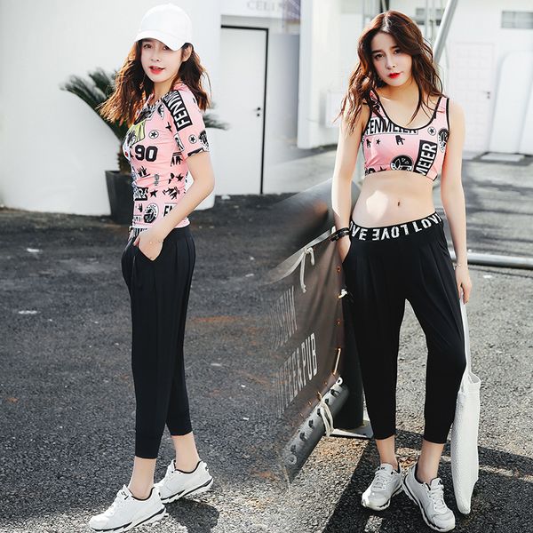 

2017 3 pieces breathable yoga set character yoga bras+pants fitness quick dry clothing gym running wear sport suit women, White;red