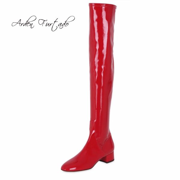 

arden furtado new 2017 winter red over the knee long grey nude stretch boots flats fashion boots shoes for woman square heel, Black