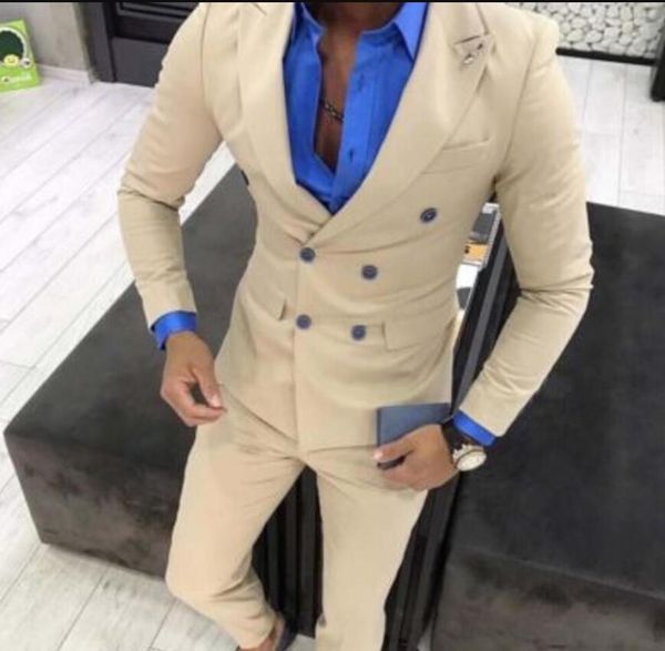 

khaki slim fit mens suits for wedding tuxedos 2 pieces groomsmen tux business prom men suit (jacket+pant+tie) gl1901, Black;gray