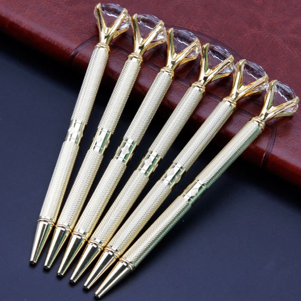 

selling new big diamond ballpoint pens black ink ball pen business school office wedding christmas gift, Blue;orange