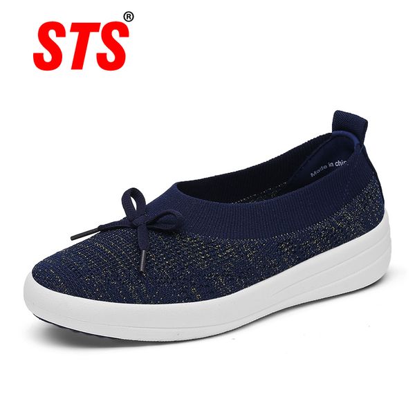

sts 2019 new spring women sneakers shoes flat slip on platform sneakers for women black breathable mesh sock shoe