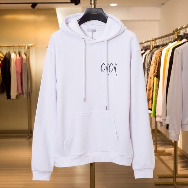 

19fw france sanskrit logo embroidery cotton hoodies europe long sleeve white sweatshirt fashion casual coat hflswy321, Black