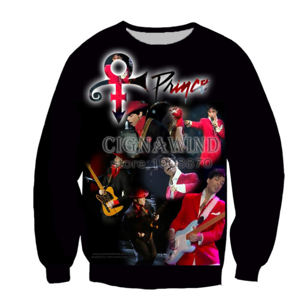 

2019 fashion pop singer prince rogers nelson sweatshirt 3d printing clothes women men unisxe casual outerwear pullovers q385, Black