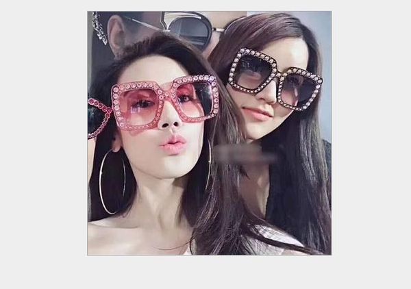

square big box ladies sunglasses glasses fashion diamond sunglasses, White;black