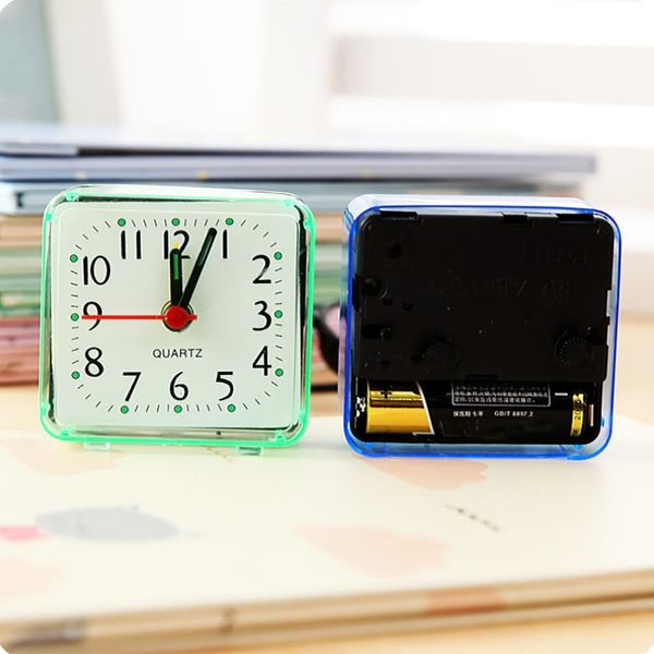 

c square small bed compact travel quartz beep alarm table clock portable bedroom home decor plastic clock living room fn04 desk table cloc