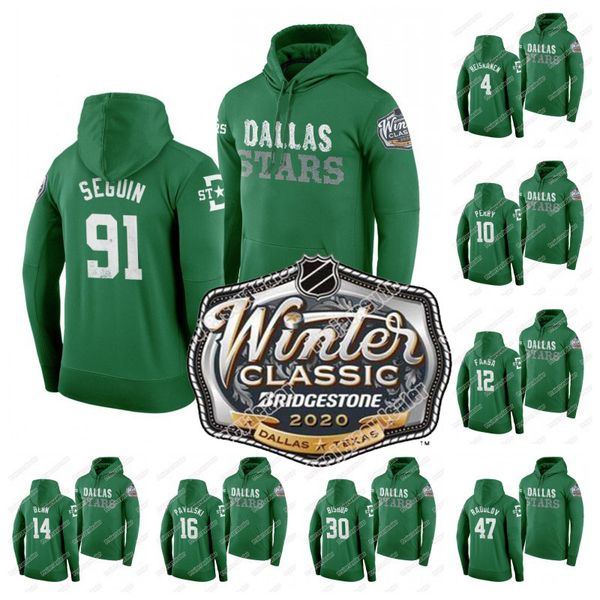 

stars 2020 winter classic hoodie jamie benn seguin corey perry roman polak ben bishop alexander radulov miro heiskanen jersey, Black;red