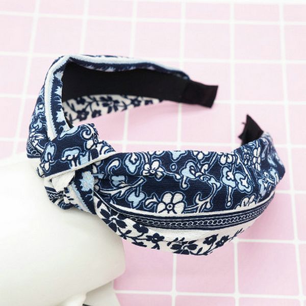 

knot front headband blue striped lady knot turban diy fabric hair accessories head band comecase mqqqc, Black;brown