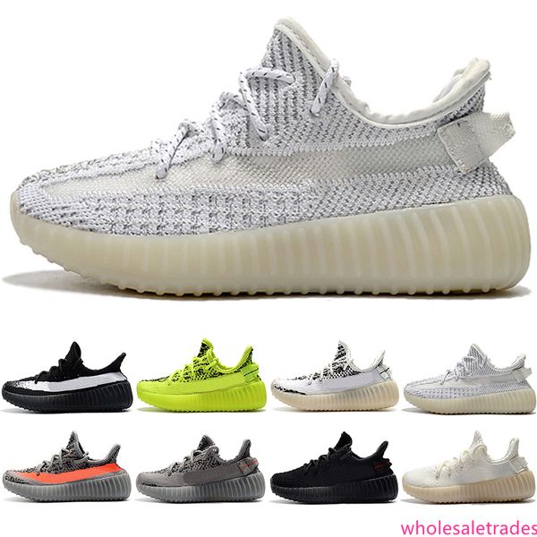 

sneaker men women running shoes for kids yougth kanye west zebra cream white black boys girls trainers outdoor sport sneakers size 26-35
