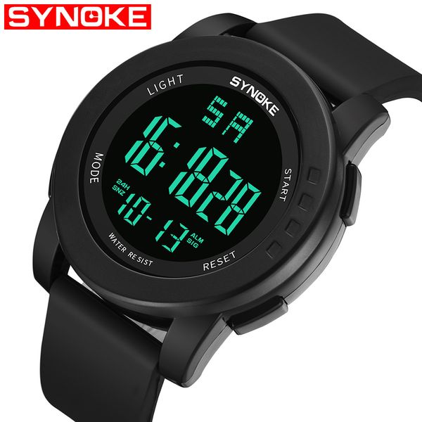 

synoke sports watch men's watches led digital wristwatch black alarm 50m waterproof sport watches for men relogio masculino, Slivery;brown