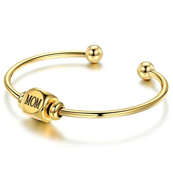 

new fashion mom gift cuff bracelet bangle mother's day stainless steel removeable beads charm bracelets gift for birthday, White