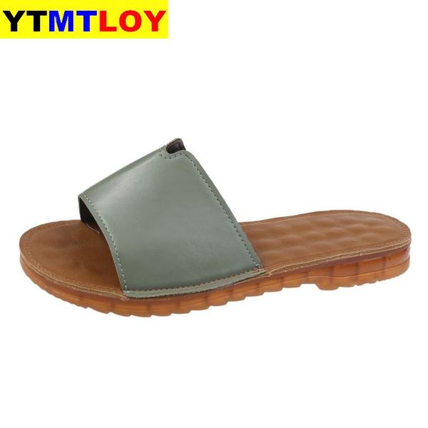 

shoes woman's slippers slides shale female beach fashion 2020 flat summer soft sabot luxury rome basic pu rubber slipper 36-41, Black