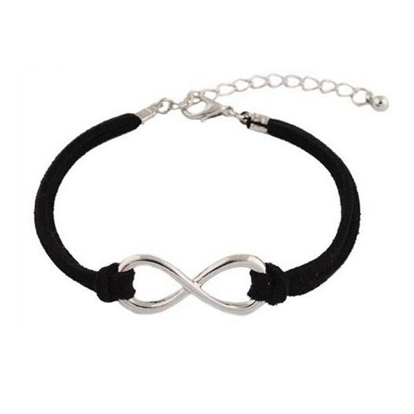

Hot ! 12 Pieces of Black with Antique Silver Infinity Sign Charm with an Adjustable String Bracelet (z176)