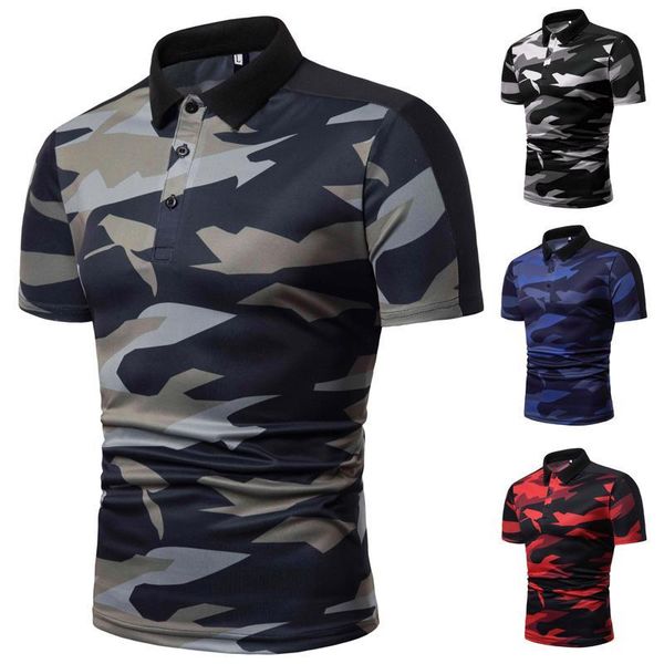 

lapel collar camouflage men shirt short-sleeved summer tees shirt men casual fashion style slim fit new, White;black