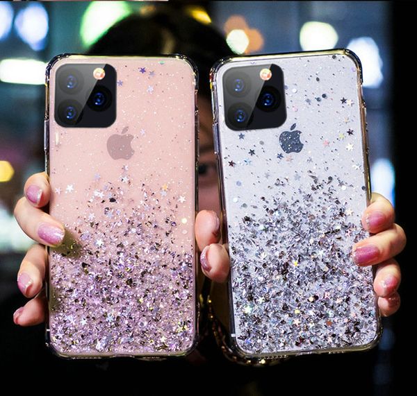 

shiny glitter stars cell phone case 4 colors exopy for iphone 11 pro max x xr xs max 6 6s 6plus 7 7plus 8 8plus soft tpu back cover