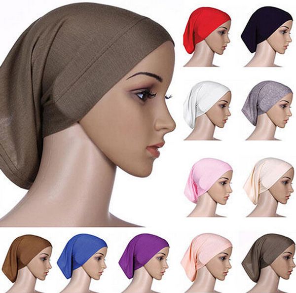 

moslima islamic muslim bonnet head scarf women headwrap cotton underscarf hijab cover ladies headwrap bonnet female daily wrap, Red