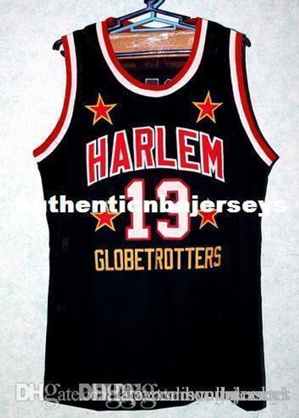 

factory outlet custom # 13 wilt chamberlain harlem globetrotters basketball jerseys custom embroidery stitched custom any name numbers, Black;blue