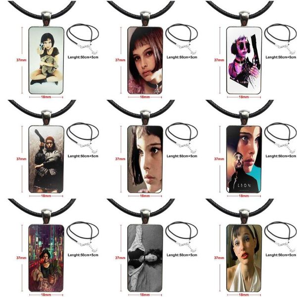 

boy girl leon matilda for women girl gift necklace fashion long chain with rectangle necklace jewelry, Silver