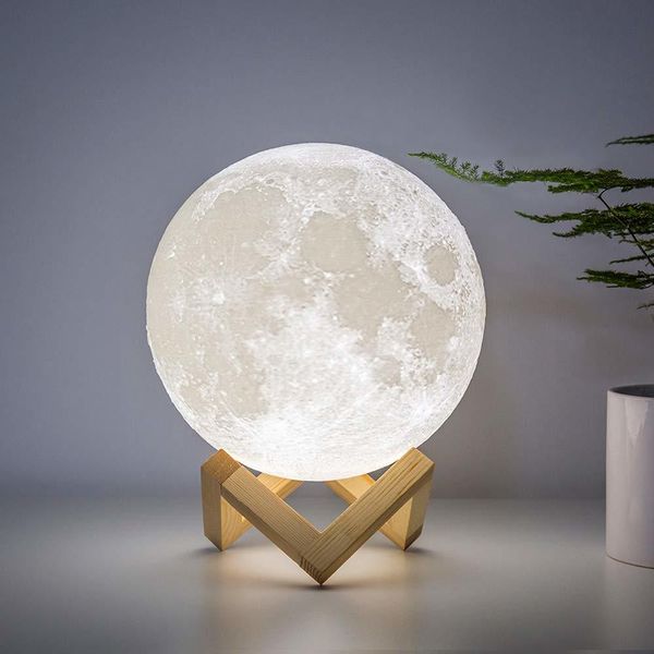 

rechargeable 3d print moon lamp usb led night light creative touch switch moon light for bedroom decoration birthday dropship