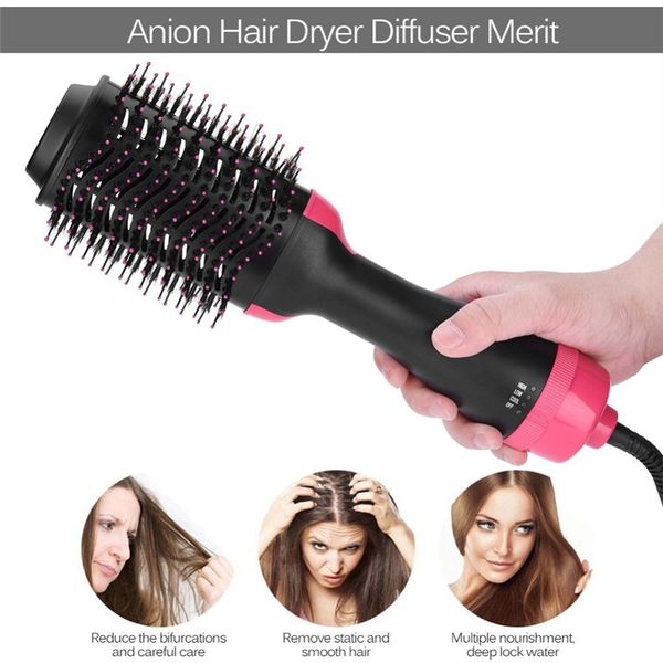 

1000w professional hair dryer brush 2 in 1 hair straightener curler comb electric blow dryer with comb hair brush roller styler