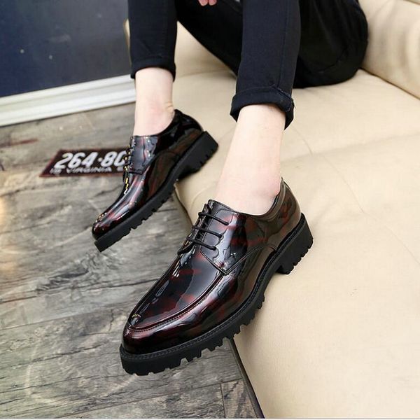 

new leather brogue mens flats shoes casual british style wedding oxfords fashion dress shoes for men 869, Black