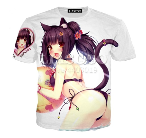 

2019 summer new fashion 3d color printing cute anime loli women men t-shirt casusl fashion summer round neck short sleeve hip hop u1710, White;black